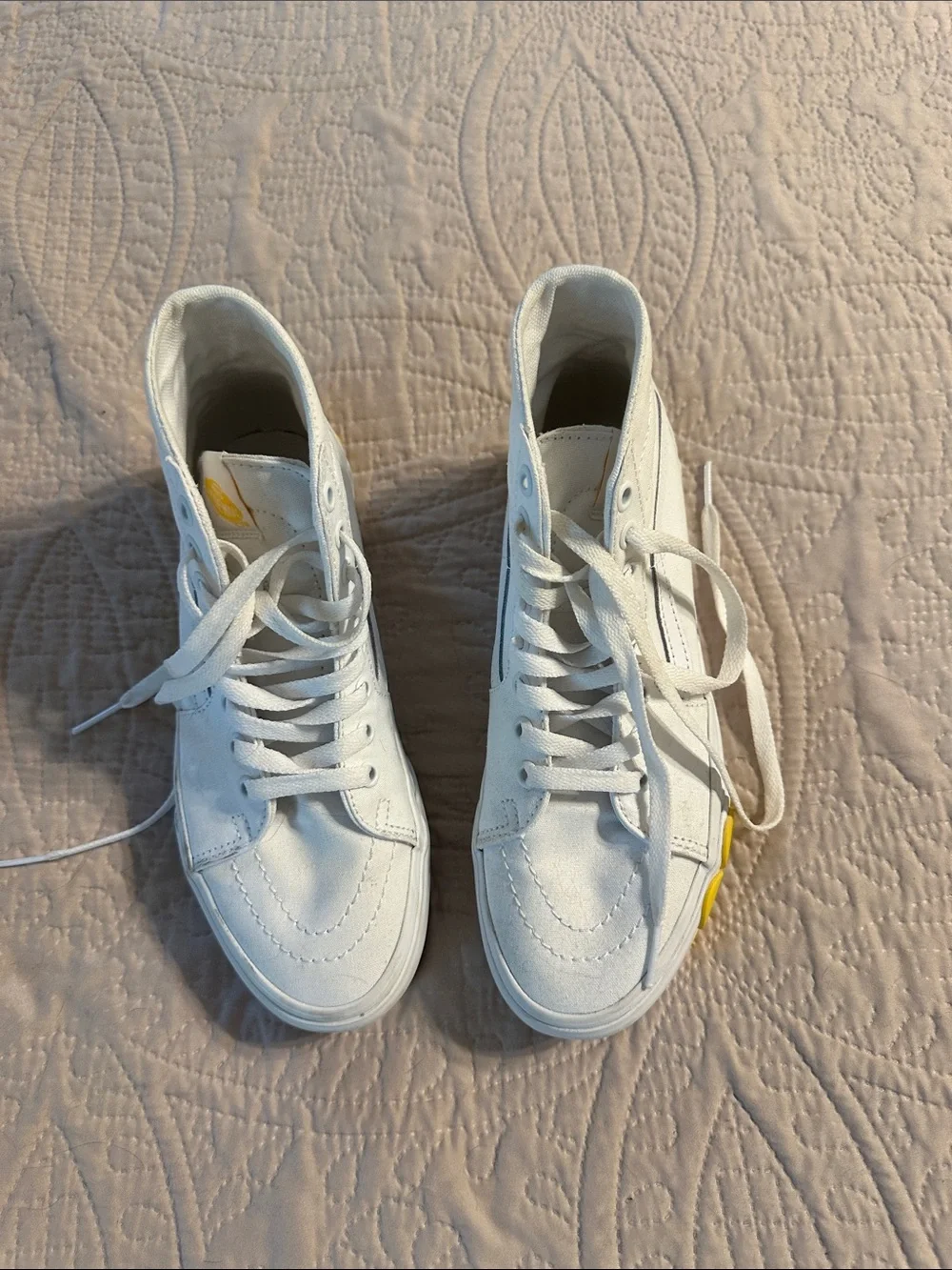 Vans White High-Top Sneakers with Yellow Daisy Accents - Picture 4 of 5